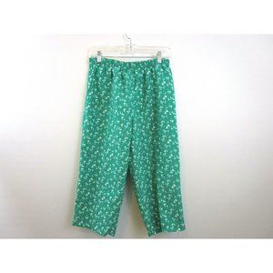 Morgan Crossing Capri Size 12P Cropped Pants Nautical Green White Sailboat Print